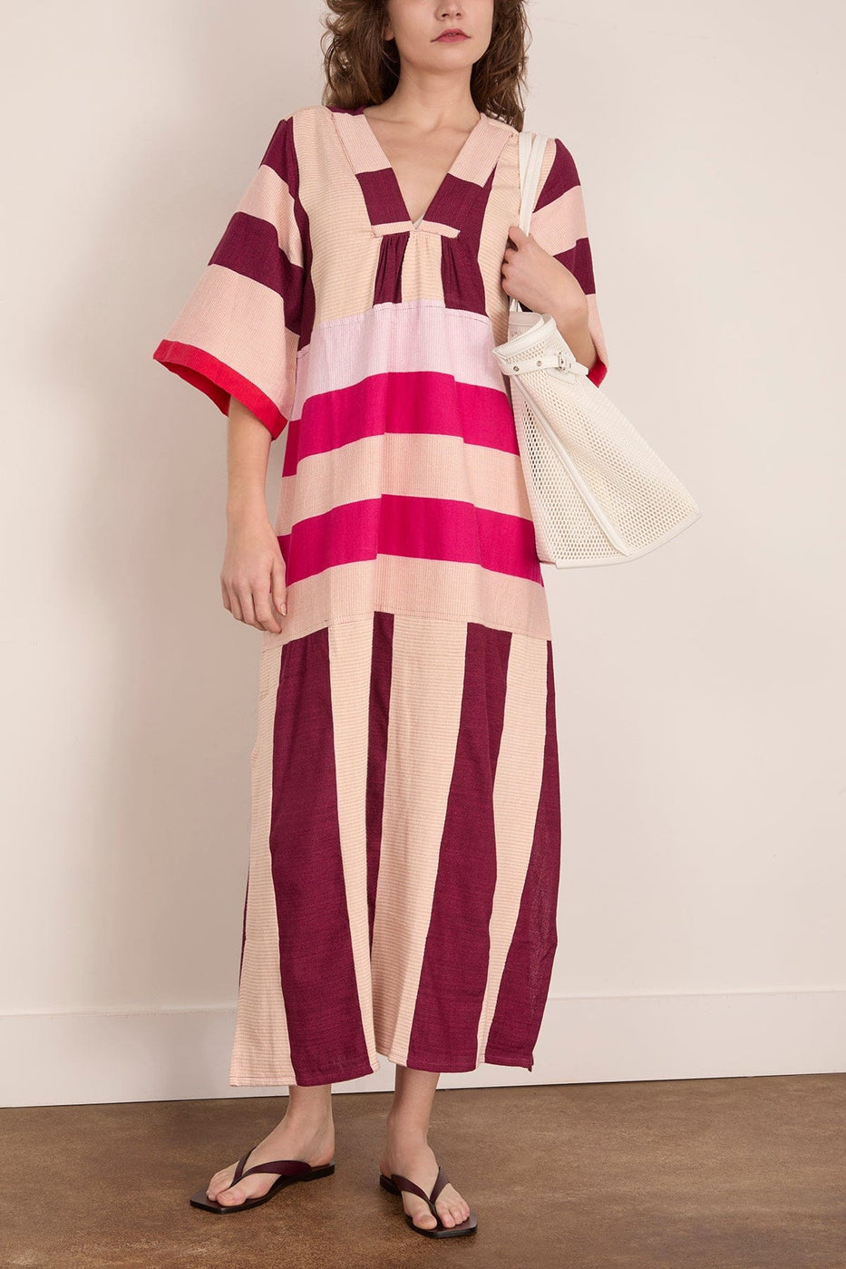 Lemlem Edna V-Neck Dress in Betami Cherry