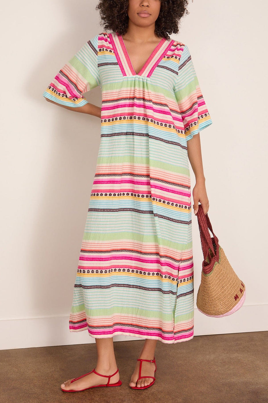 Lemlem Edna V-Neck Dress in Beali Festival