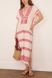 Lemlem Gasira V-Neck Caftan in Eshe Red
