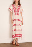 Lemlem Gasira V-Neck Caftan in Eshe Red