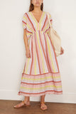 Lemlem Casual Dresses Leila Plunge Dress in Meskel Citron Lemlem Leila Plunge Dress in Meskel Citron
