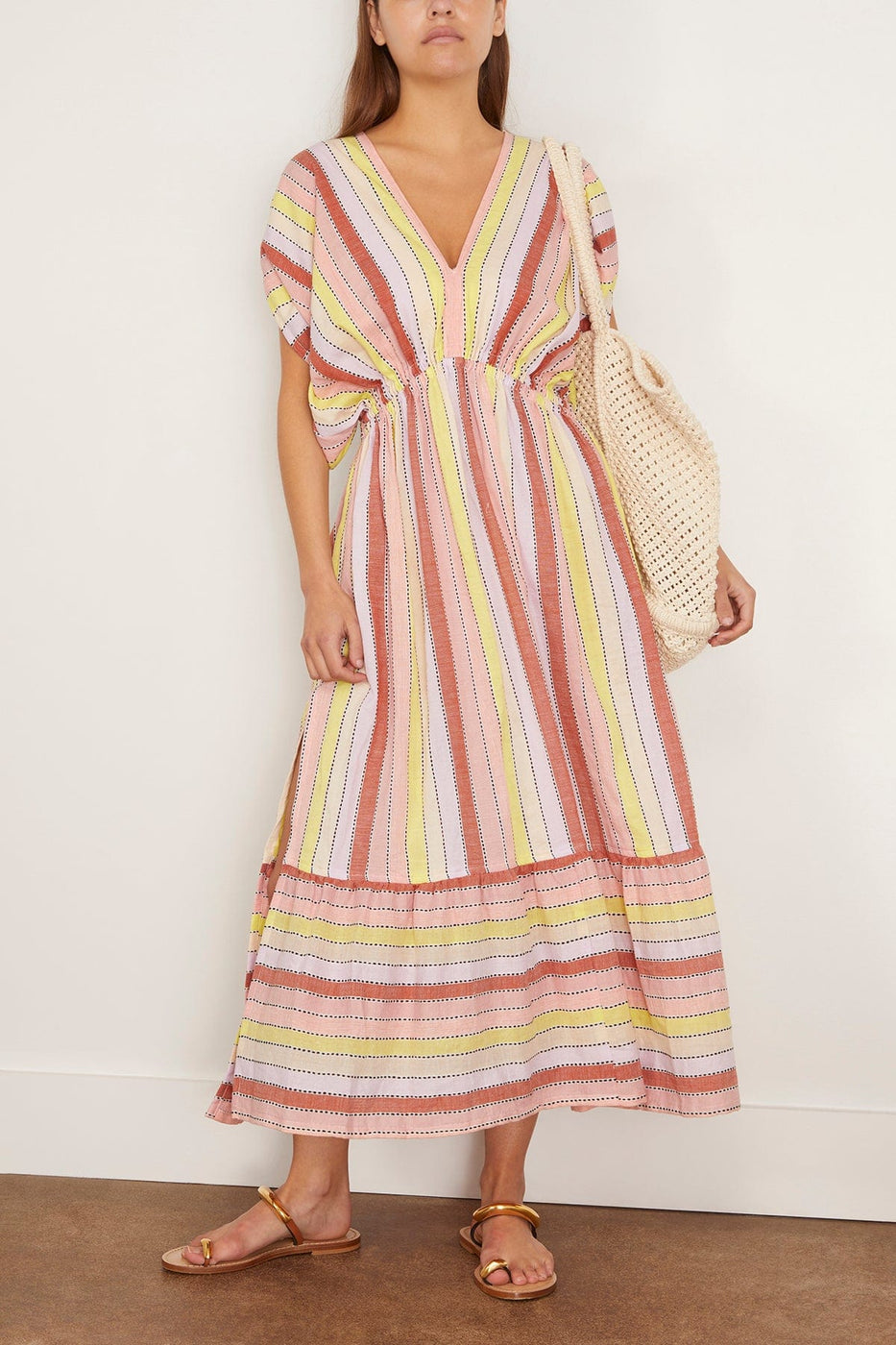Lemlem Casual Dresses Leila Plunge Dress in Meskel Citron Lemlem Leila Plunge Dress in Meskel Citron