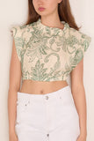 Lemlem Muna Ruched Crop Top in Mokata Green