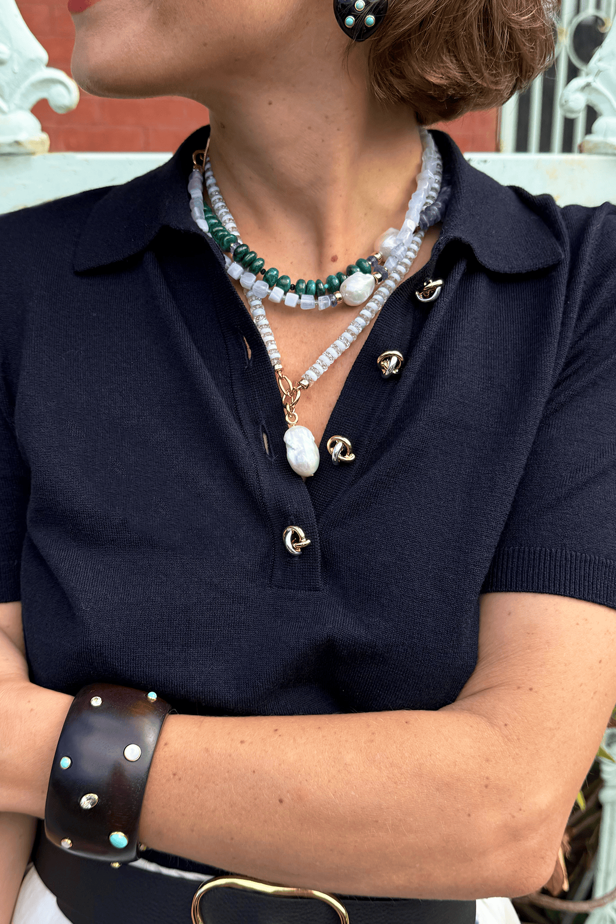 Lizzie Fortunato Pearl Isle Necklace in Mist Blue