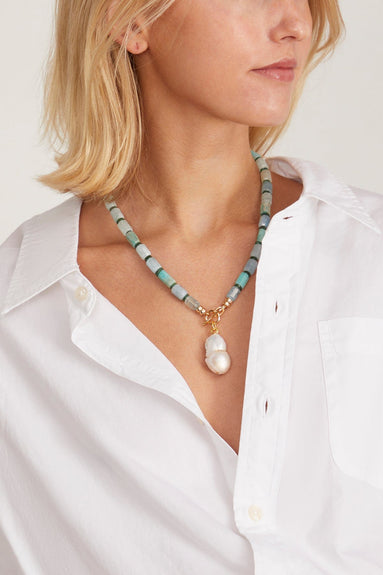 Lizzie Fortunato Necklaces Pearl Isle Necklace in Sea Blue Lizzie Fortunato Pearl Isle Necklace in Sea Blue