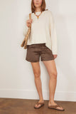 Loulou Studio Shorts Adonia Elastic Waistband Short in Deep Taupe Loulou Studio Adonia Elastic Waistband Short in Deep Taupe