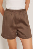Loulou Studio Shorts Adonia Elastic Waistband Short in Deep Taupe Loulou Studio Adonia Elastic Waistband Short in Deep Taupe