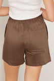 Loulou Studio Shorts Adonia Elastic Waistband Short in Deep Taupe Loulou Studio Adonia Elastic Waistband Short in Deep Taupe