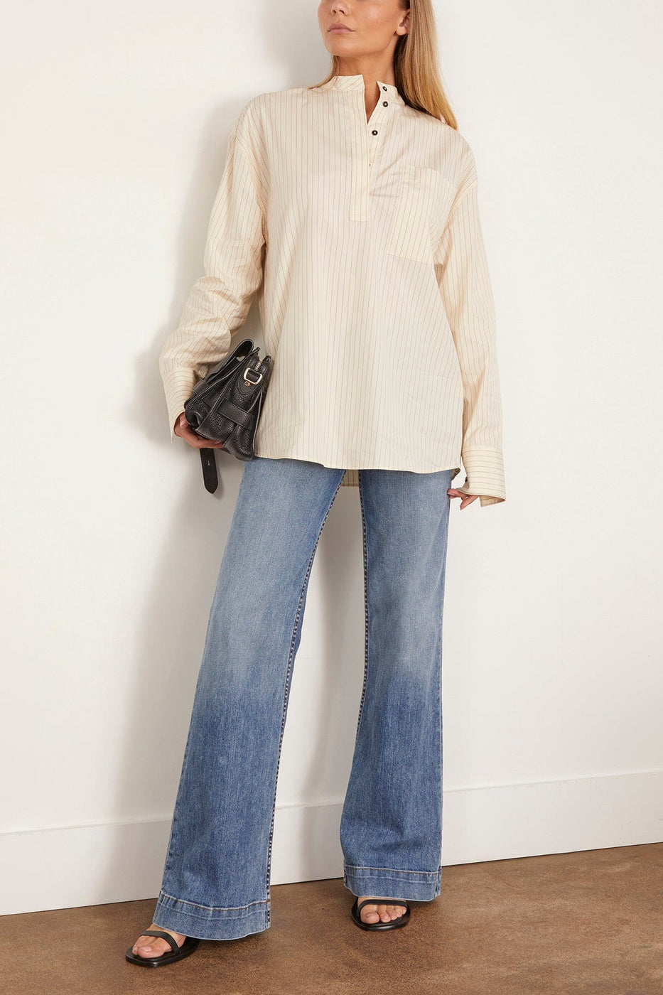 Loulou Studio Tops Blouse in Ivory/Black Stripes Blouse in Ivory/Black Stripes