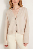 Loulou Studio Sweaters Kaia V-Neck Cardigan in Oat Melange Loulou Studio Kaia V-Neck Cardigan in Oat Melange