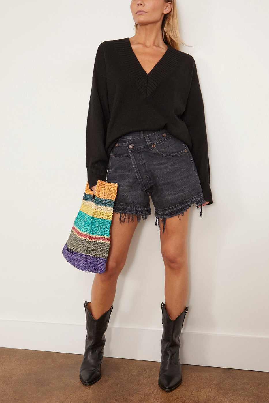 Loulou Studio Sweaters Sage Deep V-Neck Sweater in Black Loulou Studio Sage Deep V-Neck Sweater in Black
