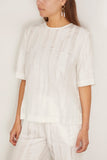 Loulou Studio Toba Round Neck Blouse in Ivory