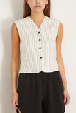 Loulou Studio Tops Vest in Ivory/Black Stripes Loulou Studio Vest in Ivory/Black Stripes