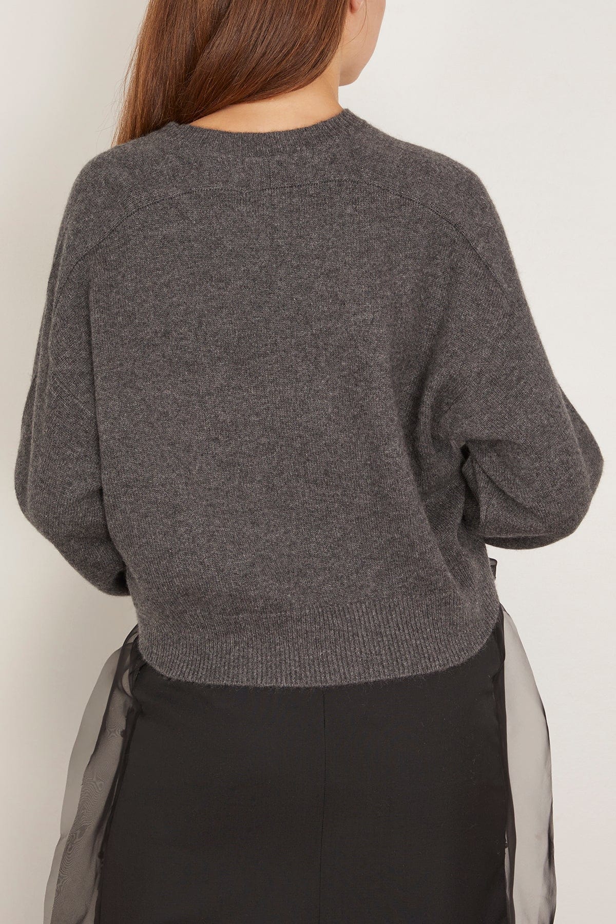 Loulou de Saison Anzor V-Neck Boxy Sweater in Anthracite Melange