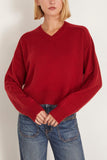 Loulou de Saison Anzor V-Neck Boxy Sweater in Burgundy