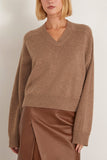 Loulou de Saison Anzor V-Neck Boxy Sweater in Taupe Melange