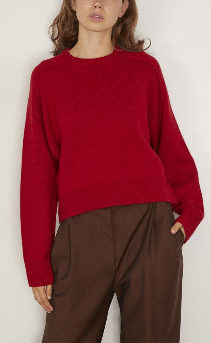 Loulou de Saison Bruzzi Cropped Sweater in Red – Hampden Clothing