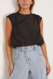 Loulou de Saison Cosma Gathered Sleeveless Top in Black