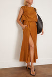 Loulou de Saison Cosma Gathered Sleeveless Top in Ocher