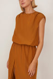 Loulou de Saison Cosma Gathered Sleeveless Top in Ocher