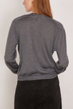 Loulou de Saison Julio V Neck Fine Knit Sweater in Anthracite Melange