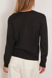 Loulou de Saison Julio V Neck Fine Knit Sweater in Black
