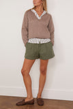 Loulou de Saison Julio V Neck Fine Knit Sweater in Taupe Melange