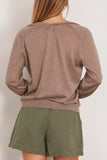 Loulou de Saison Julio V Neck Fine Knit Sweater in Taupe Melange