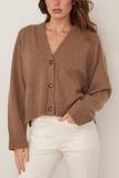 Loulou de Saison Kaia V Neck Cardigan in Taupe Melange