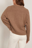 Loulou de Saison Kaia V Neck Cardigan in Taupe Melange