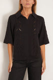 Loulou de Saison Kina Polo Sweater in Black