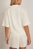 Loulou de Saison Kina Polo Sweater in Ivory