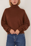 Loulou de Saison Luke Stand Collar Sweater in Brown