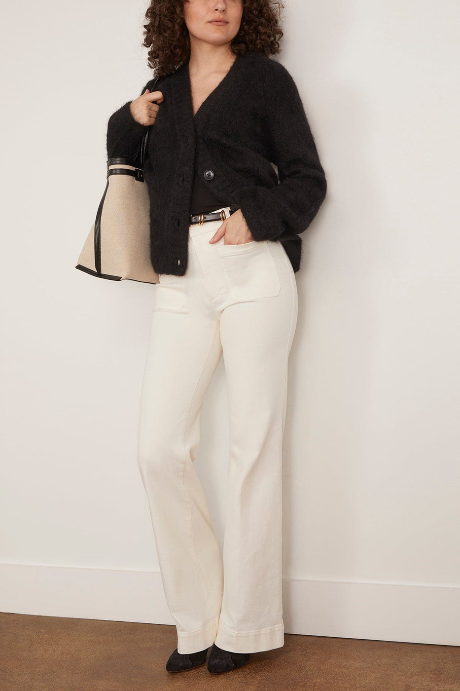 Loulou de Saison Lynn V-Neck Cardigan in Black
