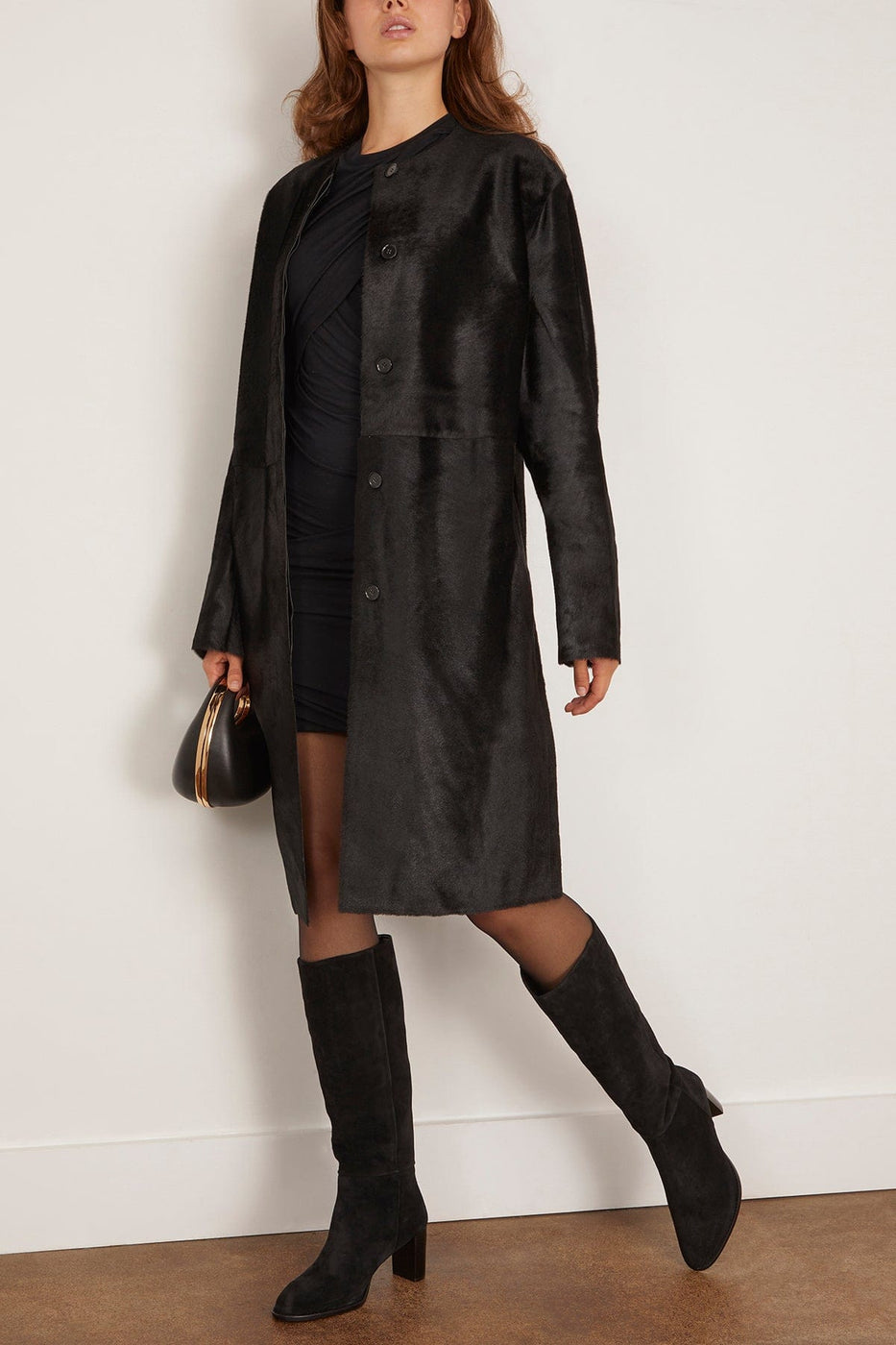 Loulou de Saison Miller Calfskin Coat in Black