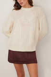 Loulou de Saison Silva Cable Knit Sweater in Ivory