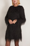 Loulou de Saison Tina Long Sleeve Mini Dress in Black