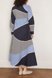 Lovebirds Spiral Dress in Midnight Blue/Linear Cobalt Blue/Linear Black