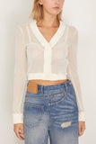 MM6 Maison Margiela Tops Cropped Long Sleeved Top in Dirty White Cropped Long Sleeved Top in Dirty White