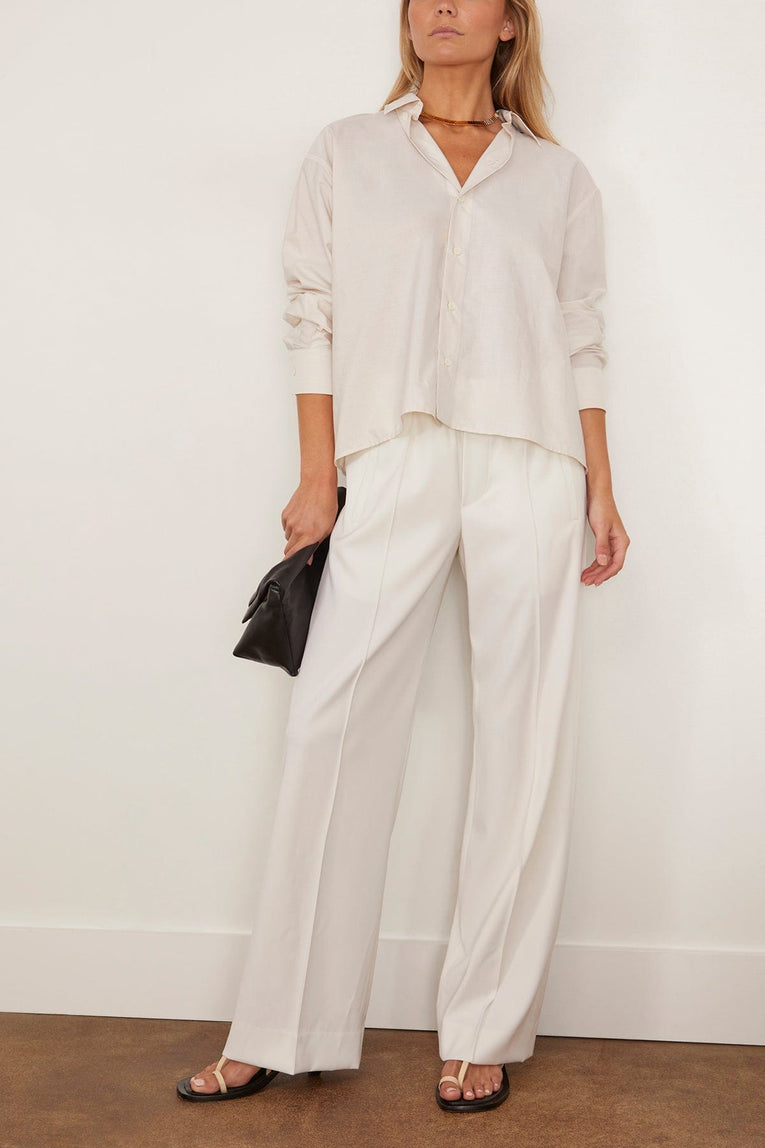 MM6 Maison Margiela Long Sleeved Shirt in Pinstripes White/Beige