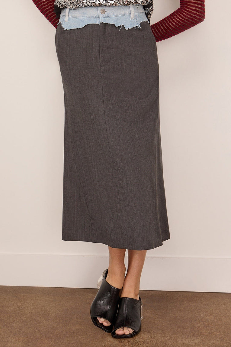 MM6 Maison Margiela Long Skirt in Dune/Light Blue
