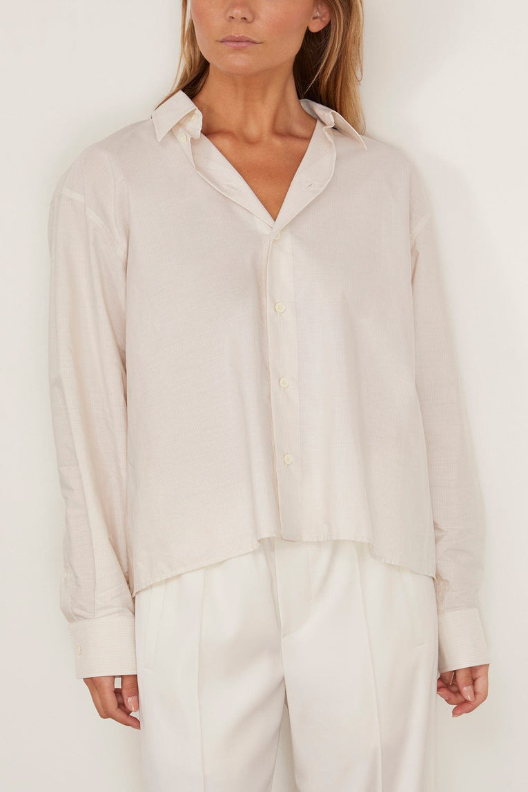 MM6 Maison Margiela Tops Long Sleeved Shirt in Pinstripes White/Beige Long Sleeved Shirt in Pinstripes White/Beige