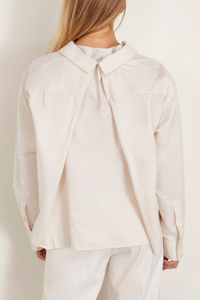 MM6 Maison Margiela Tops Long Sleeved Shirt in Pinstripes White/Beige Long Sleeved Shirt in Pinstripes White/Beige