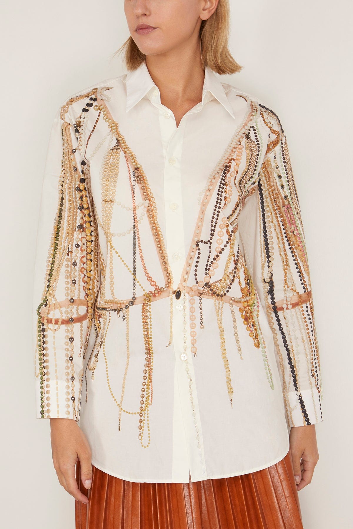 MM6 Maison Margiela Tops Pearl Long Sleeved Shirt in Off White Pearl Long Sleeved Shirt in Off White