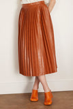 MM6 Maison Margiela Skirts Pleated Faux Leather Skirt in Caramel Pleated Faux Leather Skirt in Caramel