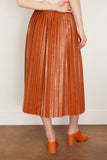MM6 Maison Margiela Skirts Pleated Faux Leather Skirt in Caramel Pleated Faux Leather Skirt in Caramel