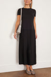 MM6 Maison Margiela Casual Dresses Short Sleeve Midi Dress with Pleated Skirt in Black MM6 Maison Margiela Short Sleeve Midi Dress with Pleated Skirt in Black