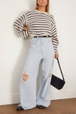 MM6 Maison Margiela Striped Knit Crewneck in Chalk/Navy