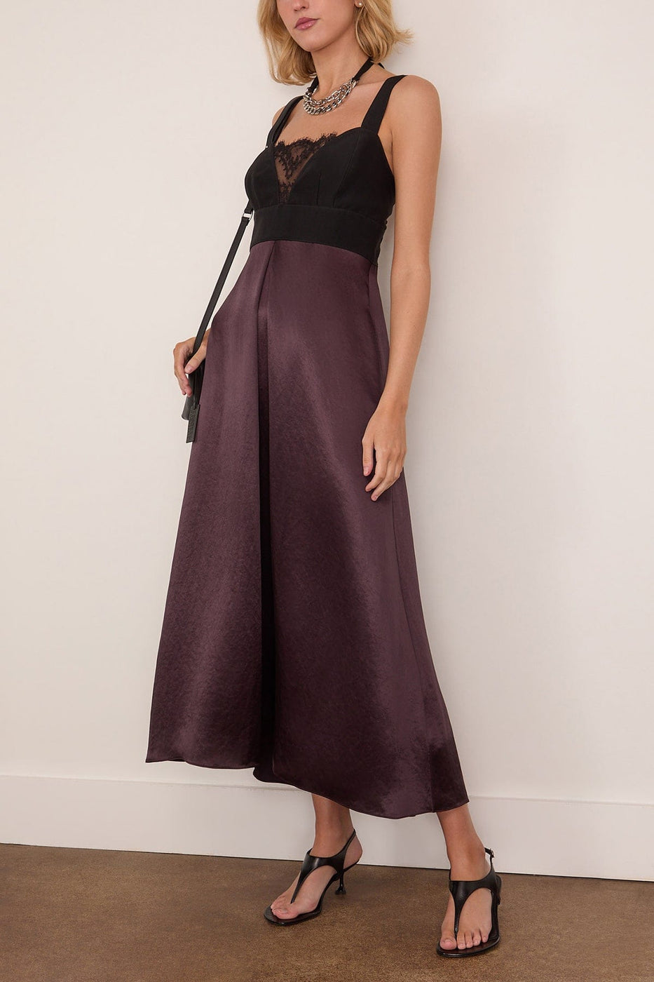 Maria McManus Lace Bustier Dress in Black/Plum