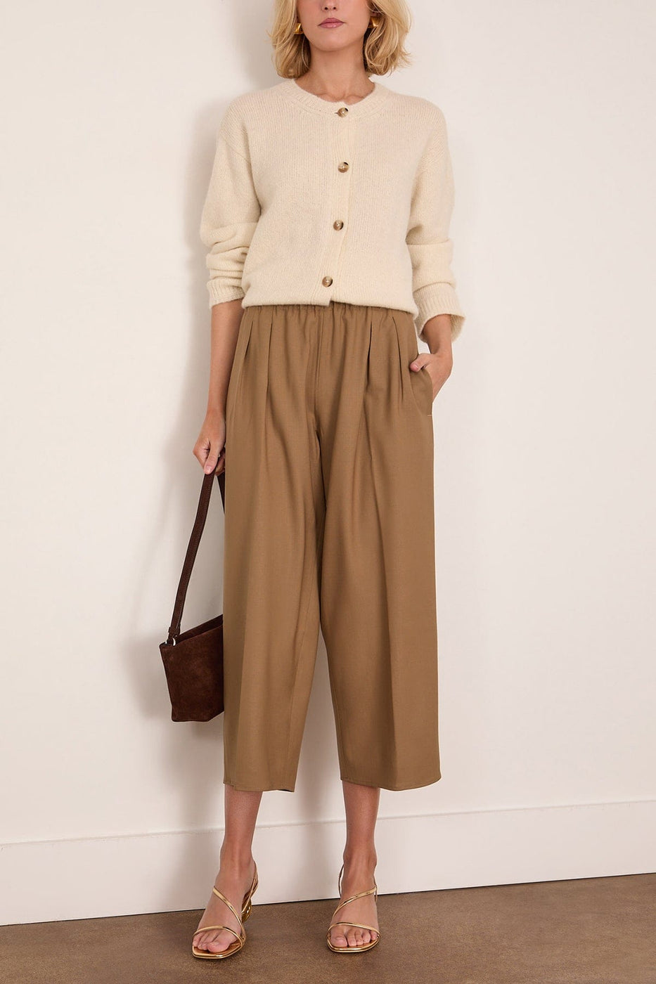 Maria McManus Pull On Wide Leg Crop Pant in Caramel